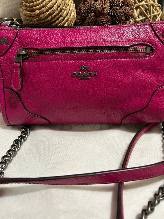 Coach Hot Pink Pebbled Leather Crossbody Bag - Picture 2 of 6